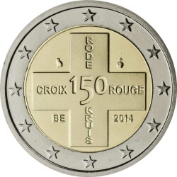 2 Euro Gedenkm&uuml;nze Belgien 2014 bfr. - Rotes Kreuz