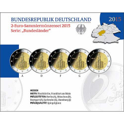 5 x 2 Euro Gedenkmünze Deutschland 2015 PP -...