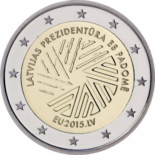 2 Euro Gedenkmünze Lettland 2015 PP - EU-Ratspräsidentschaft