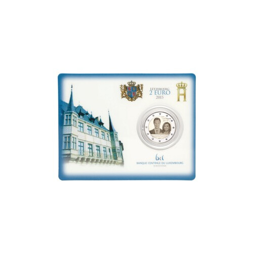 2 Euro Gedenkmünze Luxemburg 2015 st - 15 Jahre Thronbesteigung - in CoinCard