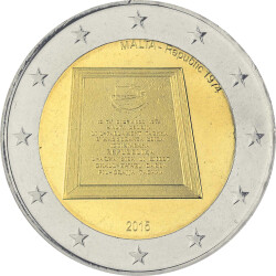 2 Euro Gedenkmünze Malta 2015 bfr. - Republik 1974