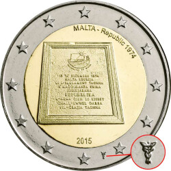 2 Euro Gedenkmünze Malta 2015 st - Republik 1974 -...