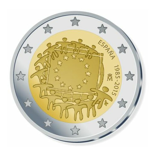 2 Euro Gedenkmünze Spanien 2015 bfr. - 30 Jahre EU-Flagge