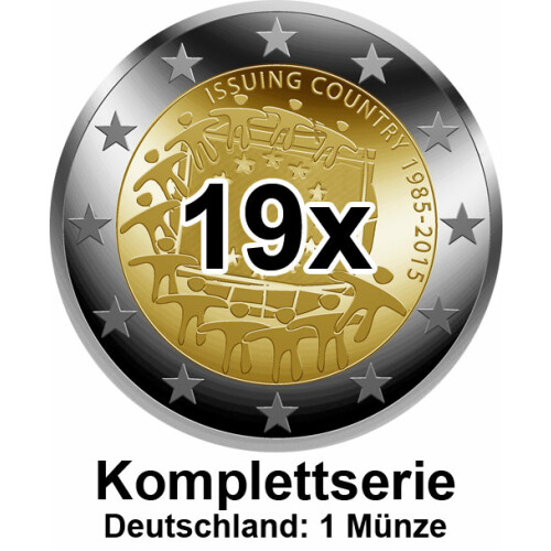 Komplettserie - 19 x 2 Euro Gedenkmünze 2015 bfr. - 30 Jahre EU-Flagge