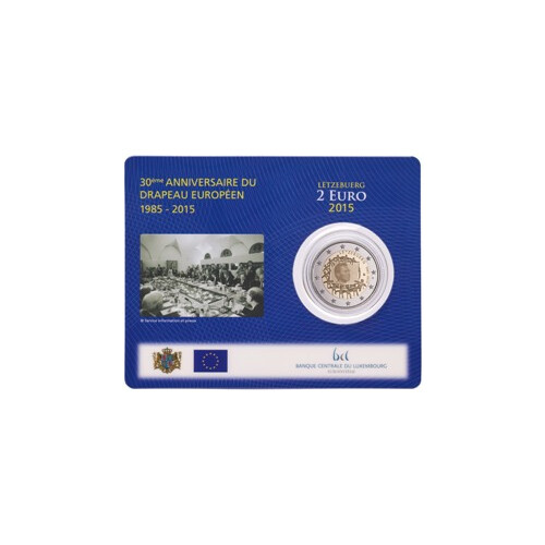 2 Euro Gedenkmünze Luxemburg 2015 st - 30 Jahre EU-Flagge - in CoinCard
