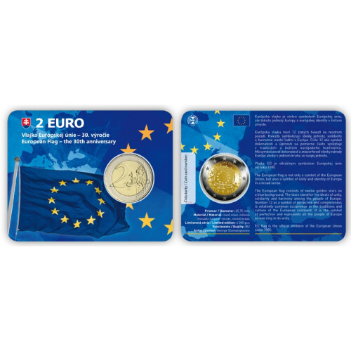 2 Euro Gedenkmünze Slowakei 2015 st - 30 Jahre EU-Flagge - im Blister