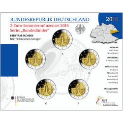 5 x 2 Euro Gedenkm&uuml;nze Deutschland 2016 st -...