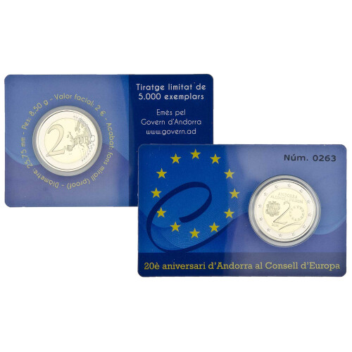 2 Euro Gedenkmünze Andorra 2014 PP - 20 Jahre Europarat -...