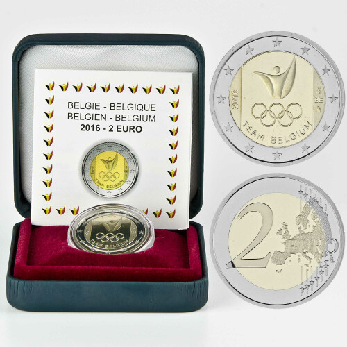 2 Euro Gedenkmünze Belgien 2016 PP - Olympische Spiele - im Etui