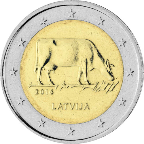 2 Euro Gedenkmünze Lettland 2016 bfr. - Braunvieh / Milchwirtschaft