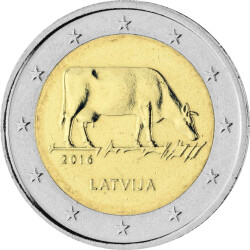 2 Euro Gedenkmünze Lettland 2016 bfr. - Braunvieh /...
