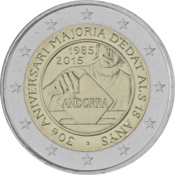 2 Euro Gedenkmünze Andorra 2015 st - 30 Jahre Volljährigkeit - im Blister