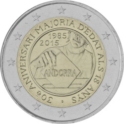 2 Euro Gedenkmünze Andorra 2015 st - 30 Jahre Volljährigkeit - im Blister