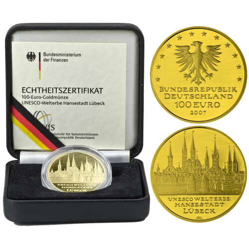 100 Euro Deutschland 2007 Gold st - UNESCO Lübeck