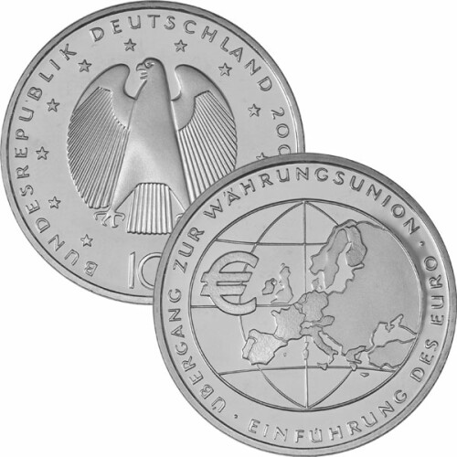 10 Euro Deutschland 2002 Silber PP - Währungsunion