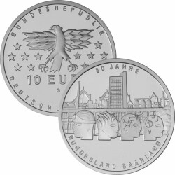 10 Euro Deutschland 2007 Silber PP - 50 Jahre Saarland