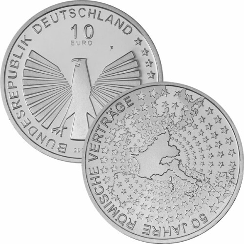 10 Euro Deutschland 2007 Silber PP - Römische Verträge