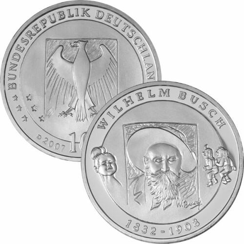 10 Euro Deutschland 2007 Silber PP - Wilhelm Busch