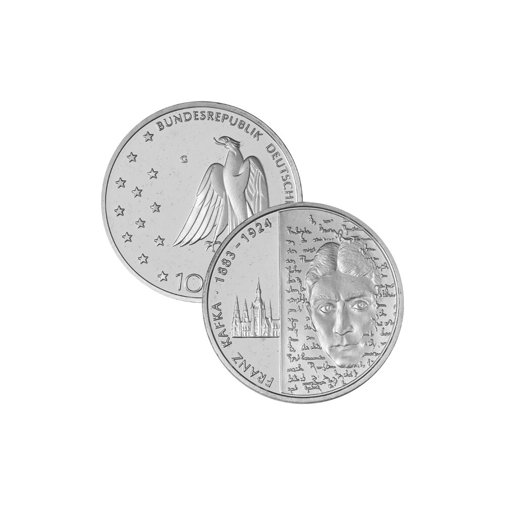 10 Euro Münze Franz Kafka 2008 Wert 10 Euro Deutschland 2008 Silber bfr. - Franz Kafka