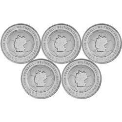 5 x 10 Euro Deutschland 2003 Silber PP - Fußball WM