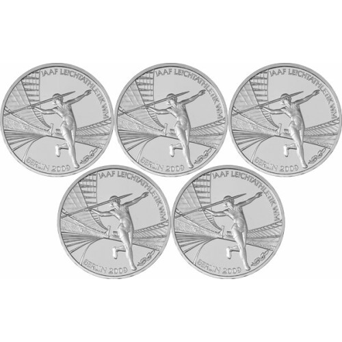 5 x 10 Euro Deutschland 2009 Silber PP - Leichtathletik WM