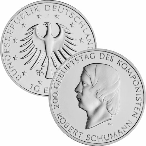 10 Euro Deutschland 2010 Silber PP - Robert Schumann