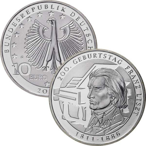 10 Euro Deutschland 2011 Silber bfr. - Franz Liszt