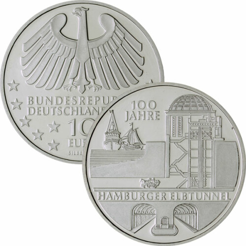 10 Euro Deutschland 2011 Silber PP - Hamburger Elbtunnel