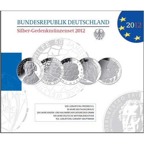 10 Euro Gedenkmünzen-Set Deutschland 2012 Polierte Platte (PP)