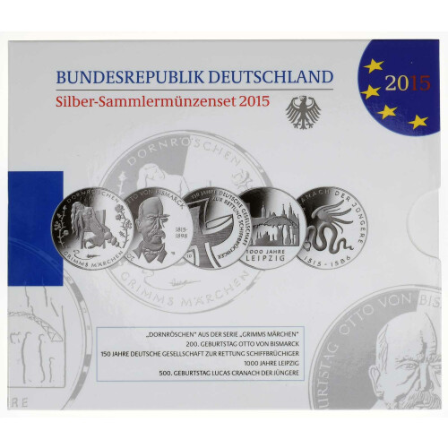 10 Euro Gedenkmünzen-Set Deutschland 2015 Polierte Platte (PP)