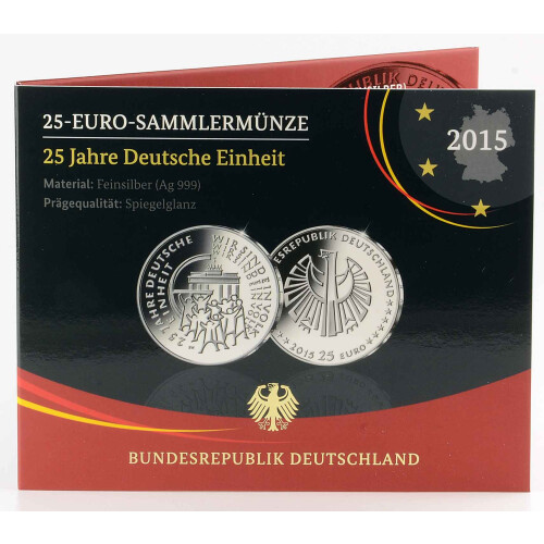 25 Euro Gedenkmünze Deutschland 2015 Silber PP - 25 Jahre...