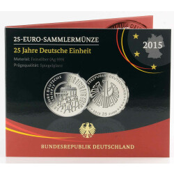 25 Euro Gedenkmünze Deutschland 2015 Silber PP - 25 Jahre Deutsche Einheit