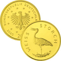 20 Euro Goldmünze "Weißstorch" - Deutschland 2020 - Serie: "Heimische Vögel"