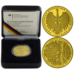 100 Euro Deutschland 2016 Gold st - UNESCO Altstadt Regensburg mit Stadtamhof