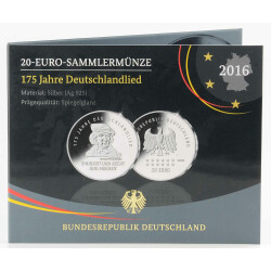 20 Euro Deutschland 2016 Silber PP - Deutschlandlied