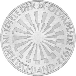 10 DM Gedenkm&uuml;nze 1972 D - Strahlenspirale...