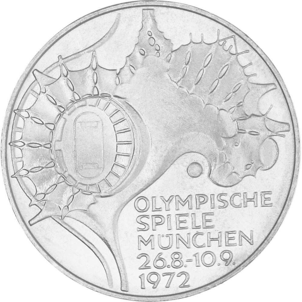 10 Dm Münze Olympische Spiele 1972 Fehlprägung 10 DM Gedenkmünze 1972 J - Stadiondach