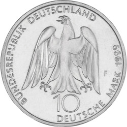 10 DM Gedenkmünze 1999 F - Weimar/Goethe