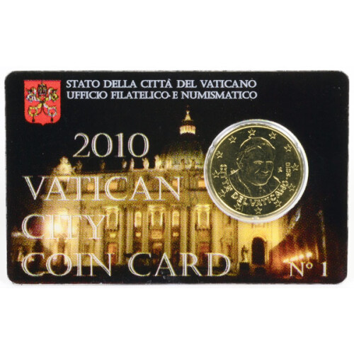 50 cent Coincard Vatikan 2010 - Petersdom bei Nacht - Nr. 1