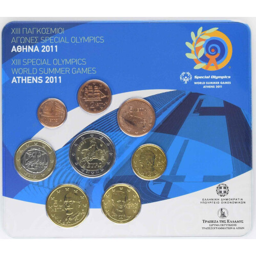 Offizieller KMS Griechenland 2011 Stempelglanz (st) - mit 2 Euro Gedenkmünze 2011